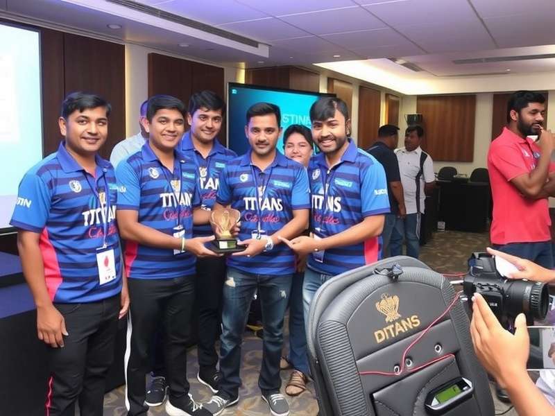 Trichy Titans receiving tournament trophy