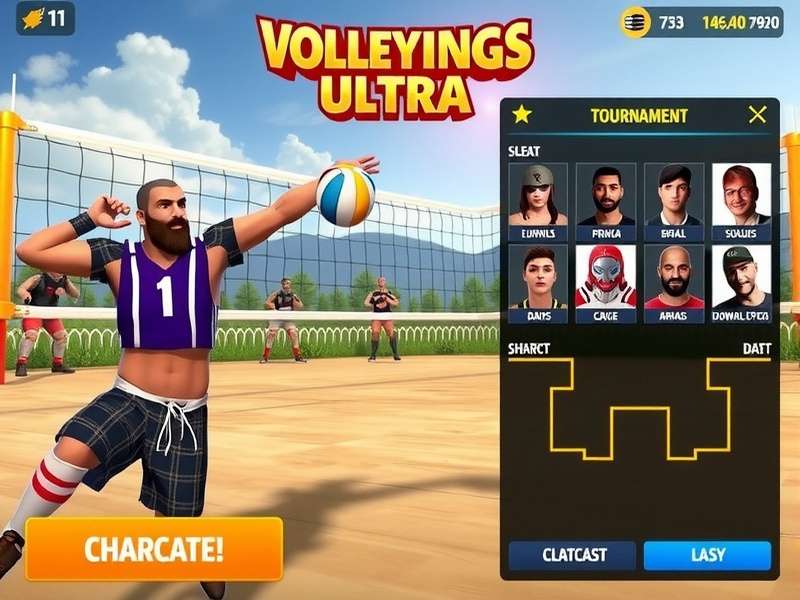 Volley Vikings Ultra gameplay screenshot showing intense volleyball action