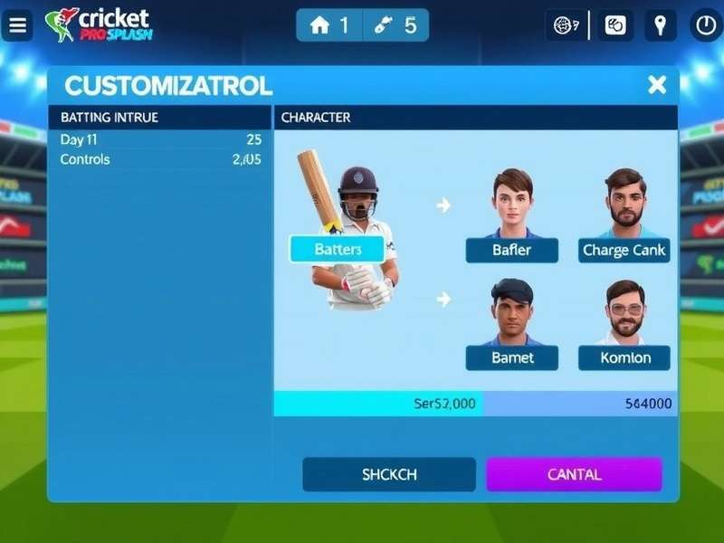 Cricket Pro Splash Champion gameplay screenshot showing batting interface