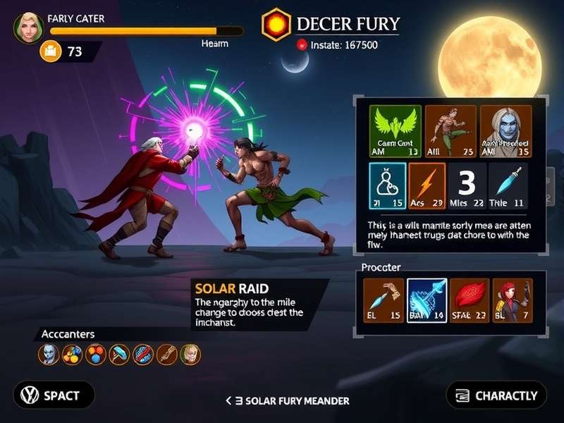 Solar Fury Meander character selection screen