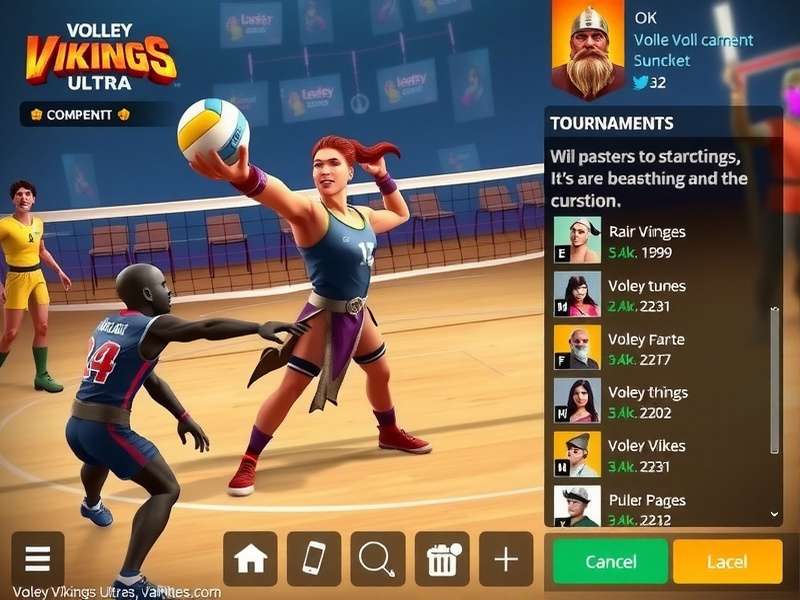 Volley Vikings Ultra character customization screen showing various outfits and equipment