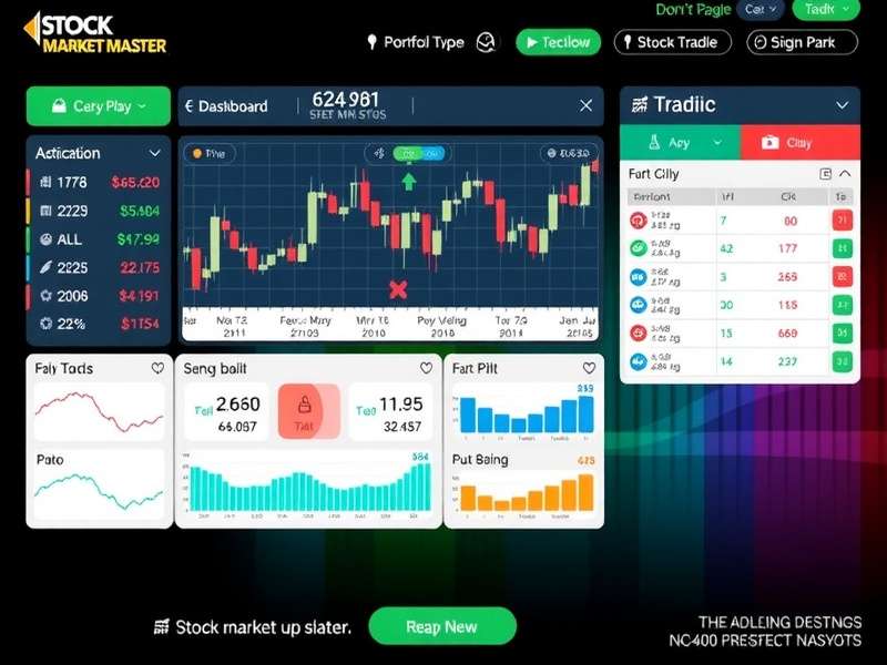 Stock Market Master gameplay interface showing virtual trading dashboard