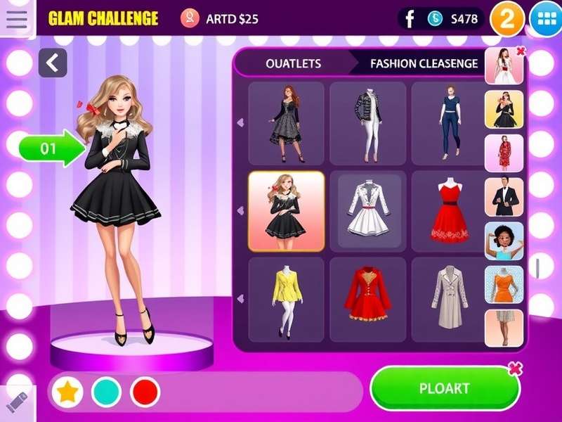 Glam Galore fashion challenge with multiple outfit options