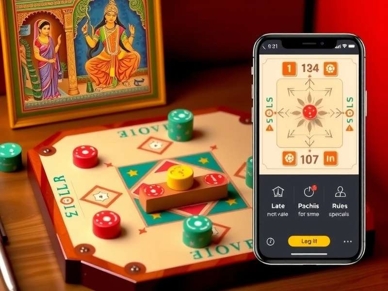 Traditional Ludo Club board game setup with colorful tokens