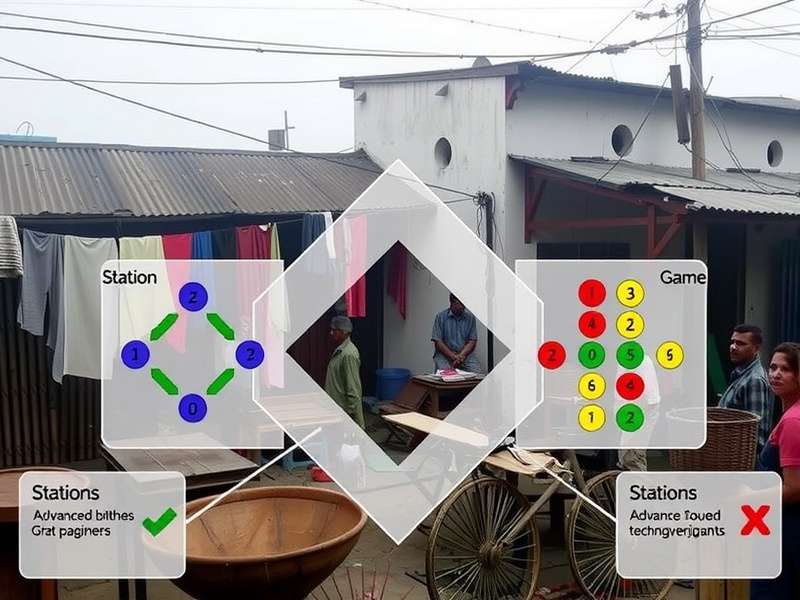 Diagram showing Dhobi Ghat Run Machine game layout and stations