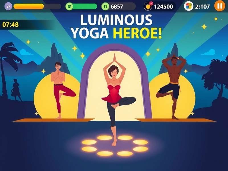 Luminous Yoga Heroes gameplay showing pose recognition and energy system