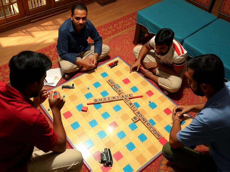 Indian Scrabble Adventure board game setup