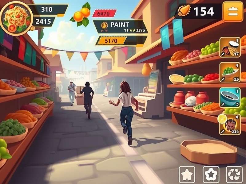 Biryani Sprint Sage gameplay screenshot showing character racing through market