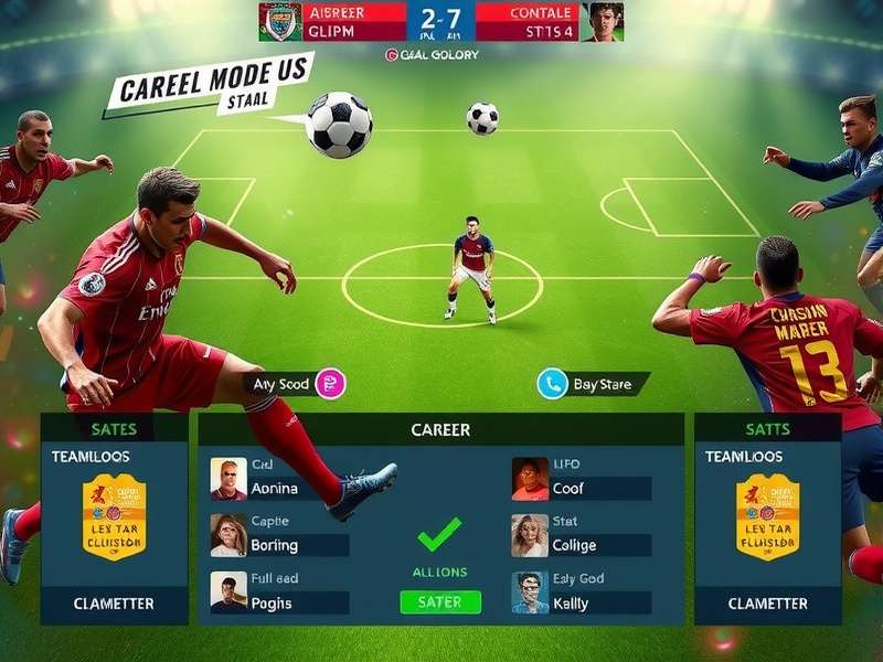 Goal Glory gameplay screenshot showing realistic football action