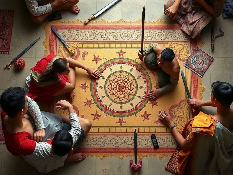 Ancient manuscript depicting Sacred Warriors Route gameplay