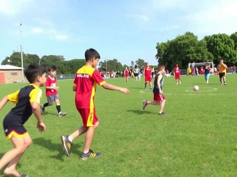 Children playing Dal Hurrier in an open field