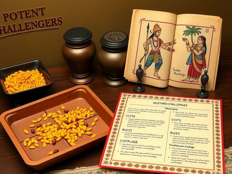 Ancient Indian manuscript depicting Potent Mustard Challengers gameplay