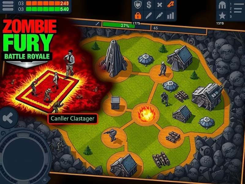 Zombie Fury Battle Royale gameplay screenshot showing intense zombie combat