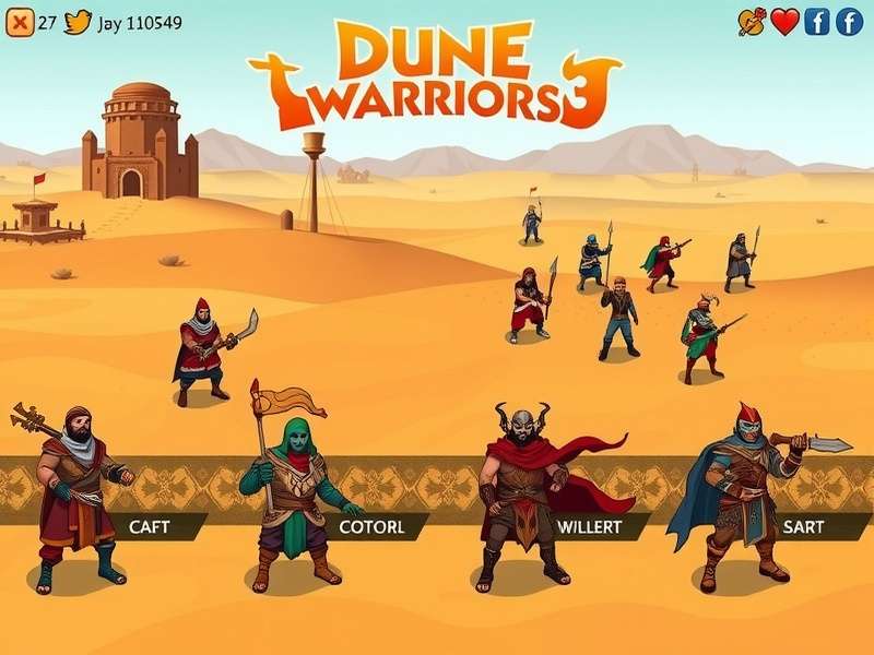 Dune Warriors character selection screen showing diverse warriors