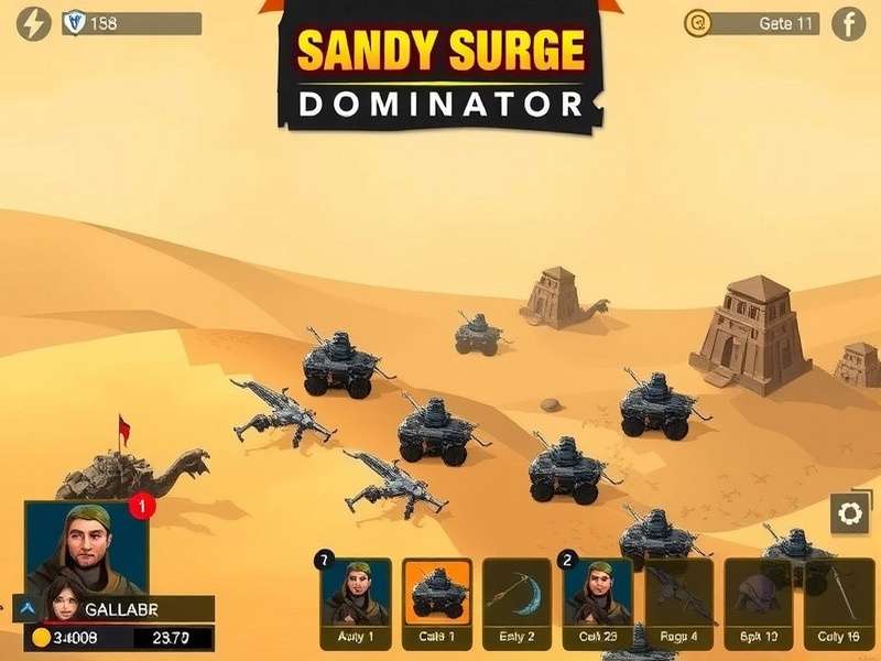 Sandy Surge Dominator gameplay screenshot showing desert battlefield