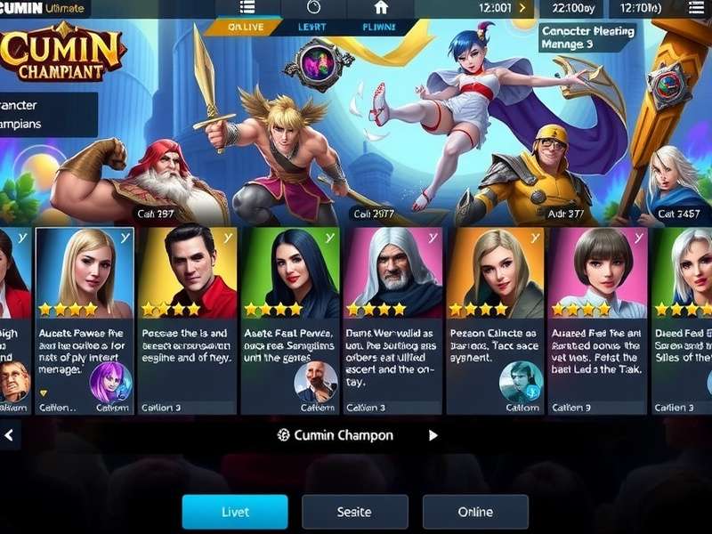 Cumin Champion Ultimate character selection screen showing diverse champions