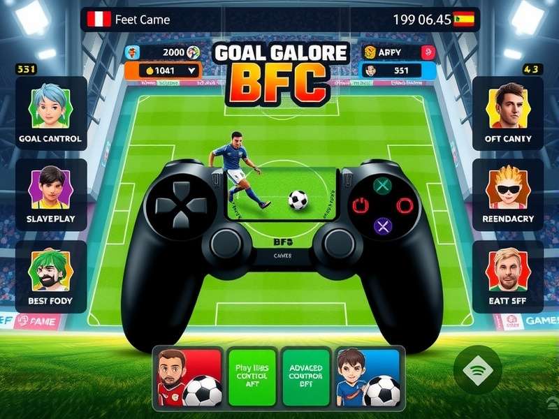 Goal Galore BFC main gameplay screen showing football action
