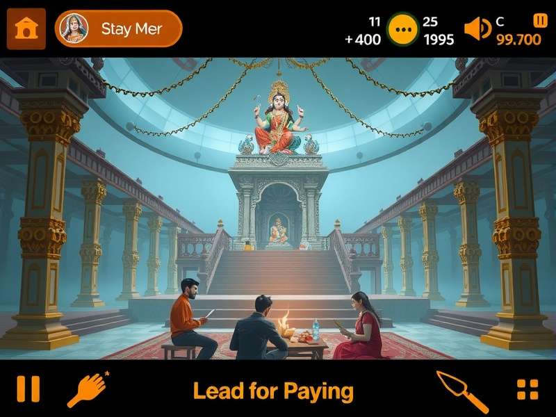 Durga Devotion Place gameplay screenshot showing temple environment