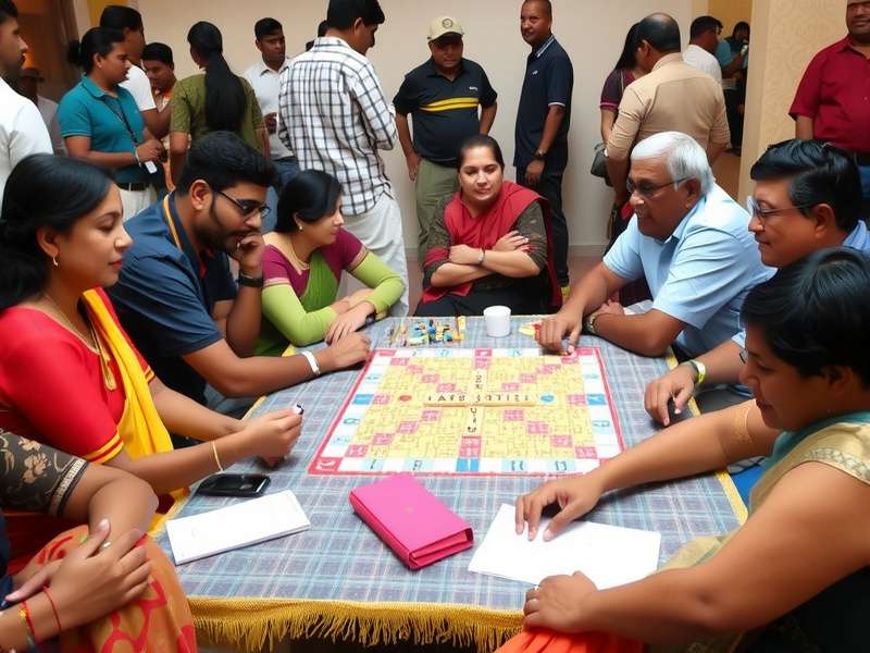 People playing Scrabble Yatra at a community event in India