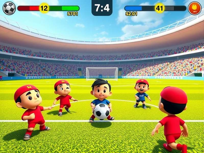 Motu Patlu Football Challenge multiplayer match showing different characters