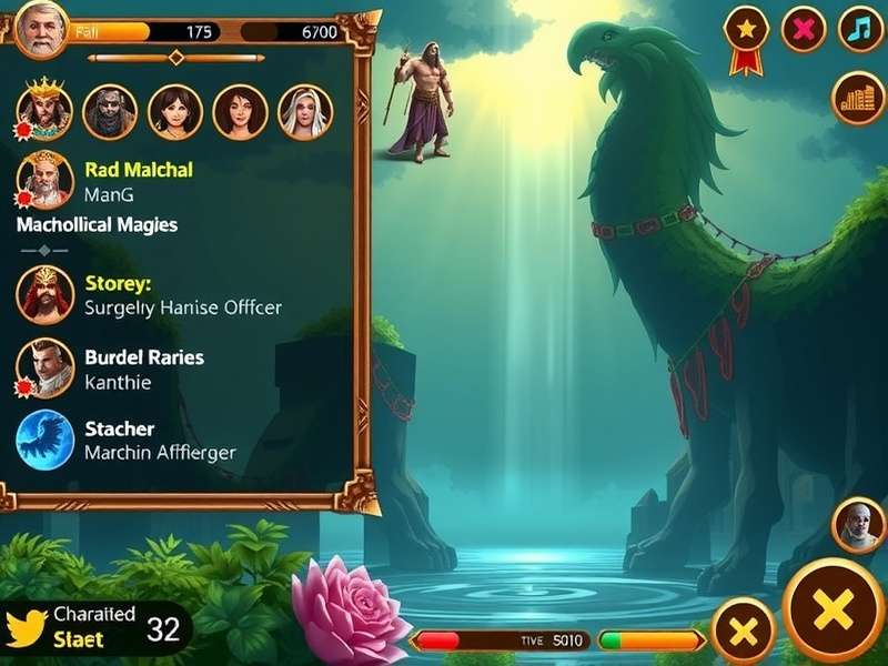 Divine Adventure character roster showing various mythological figures