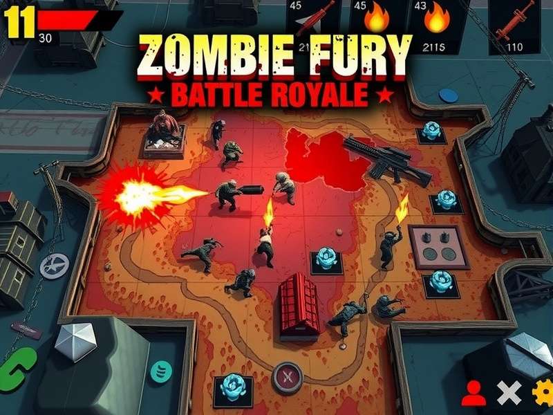 Zombie Fury Battle Royale map showing different terrain types