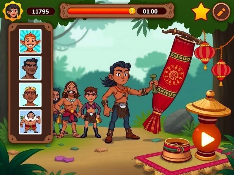 Character lineup from Jungle Bheem Adventure Quest showing main heroes and villains