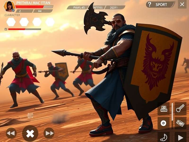 Prithviraj Mace Titan Elite combat scene with multiple enemies