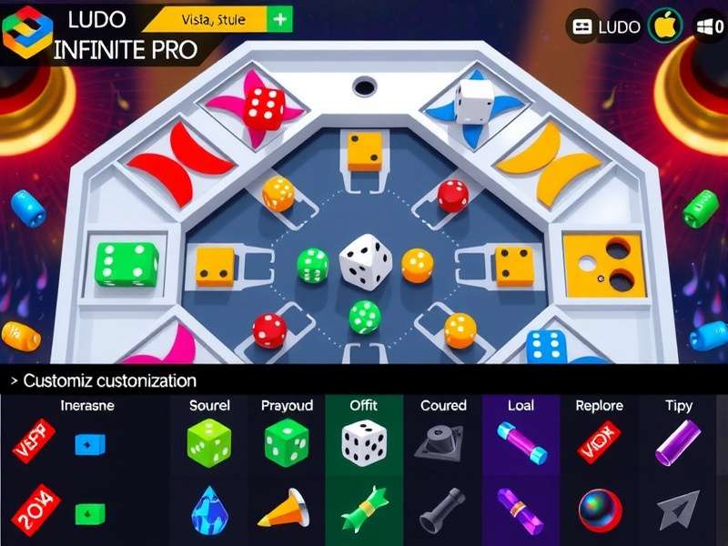 Ludo Infinite Pro showing different customization options and themes