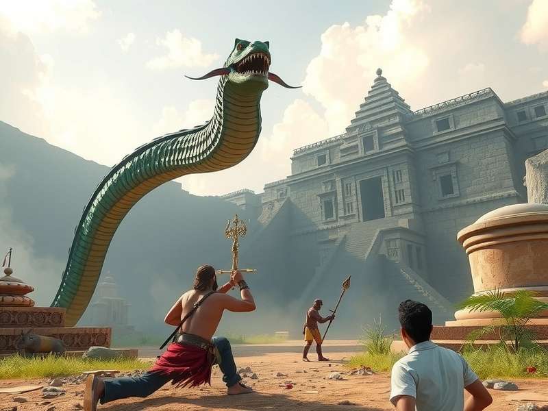 Goa Serpent Slayer Titan gameplay screenshot showing combat with serpent titan