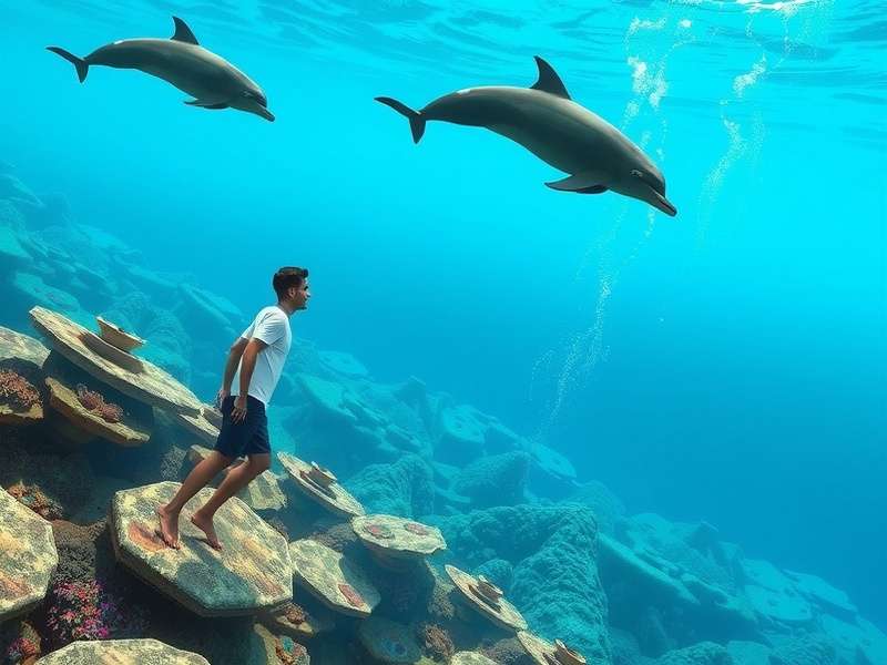 Player interacting with dolphins in Indian Oceanic Wonders