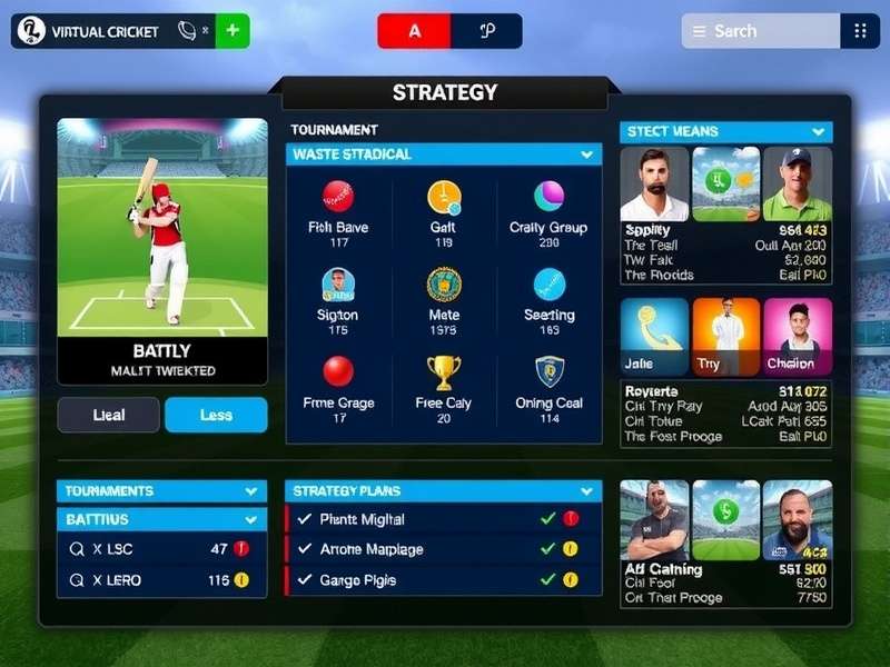 Virtual Cricket Heroes multiplayer tournament interface