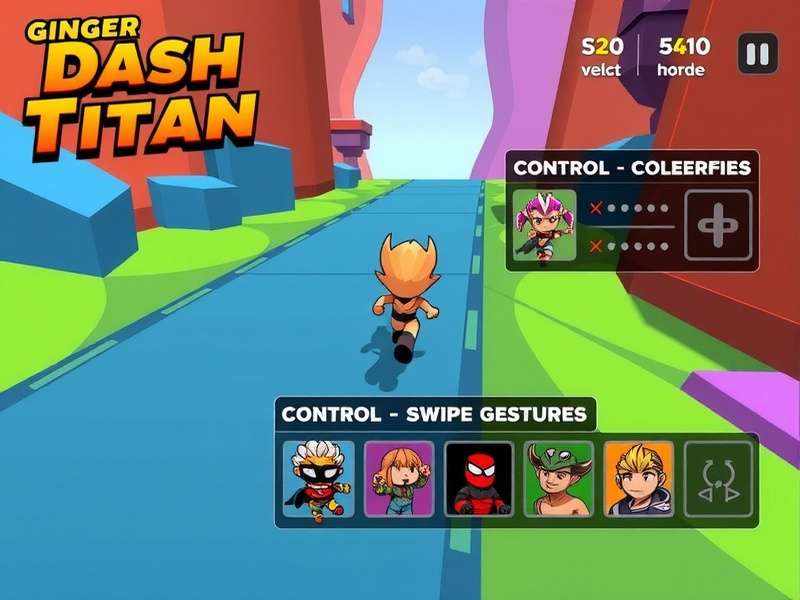 Ginger Dash Titan gameplay screenshot showing character running through colorful environment
