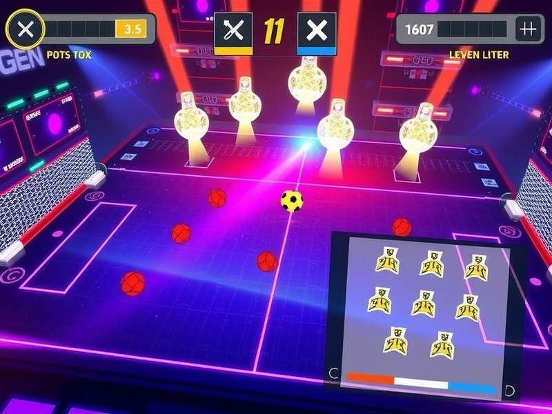 Black Hole Handball Legends gameplay screenshot showing futuristic handball arena