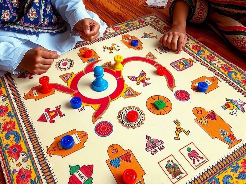 Traditional Mithila Maestro game board with Madhubani art