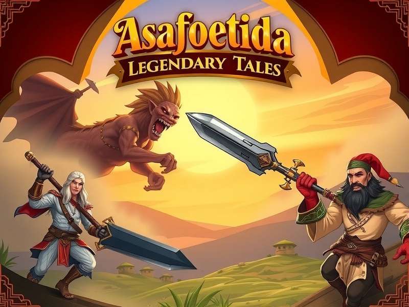 Asafoetida Legendary Tales game banner showing epic battle scene