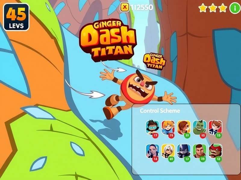 Ginger Dash Titan control scheme illustration showing swipe gestures