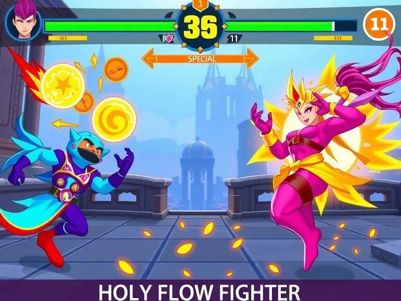 Holy Flow Fighter combat interface showing special moves