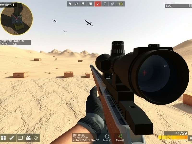 Mission overview screen in Desert Sniper Elite showing desert environment