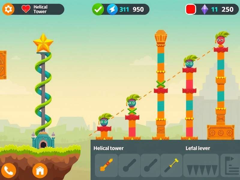 Samosa Helix Leap gameplay screenshot showing the helical tower and samosa character