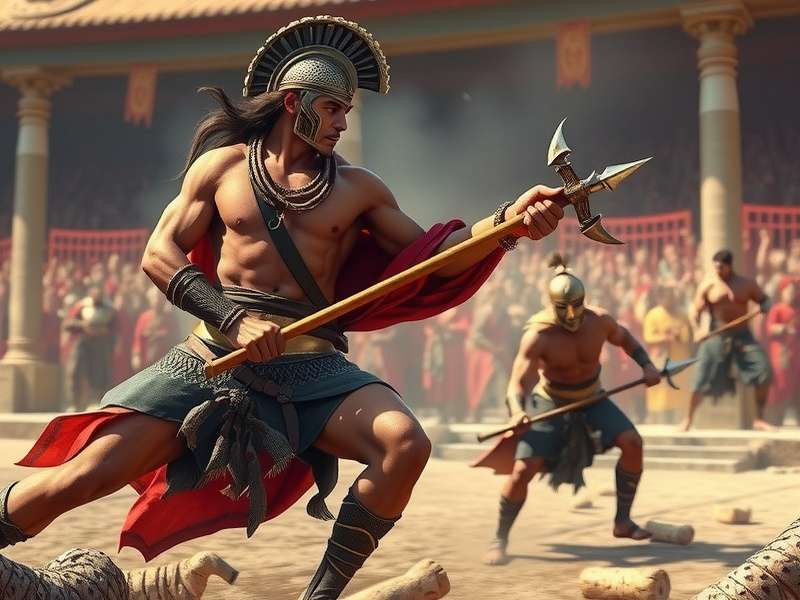 Rajputana Mace Gladiator in traditional combat stance