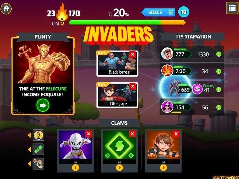 Ignite Invaders battle scene showing character abilities and combat effects