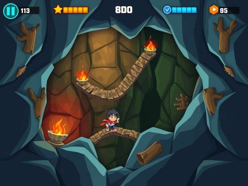 Cave Rush Elite gameplay screenshot showing character navigating through cave
