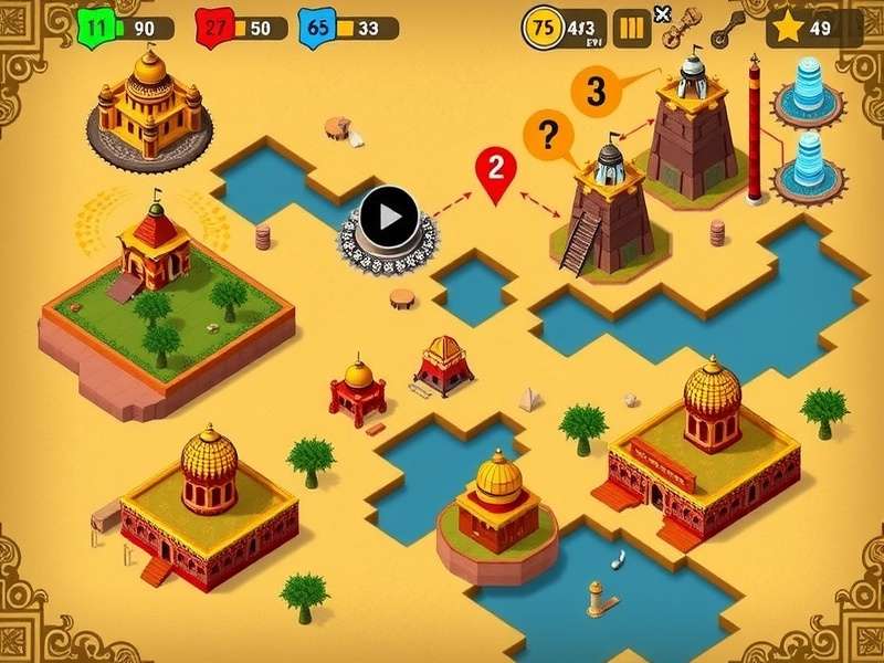 Sambhar Tower Guard gameplay screenshot showing tower placement and enemy waves