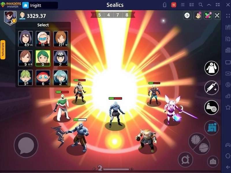 Ignite Invaders gameplay screenshot showing character selection and battle interface