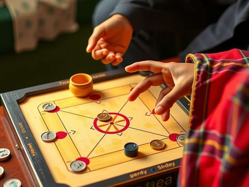 Traditional Carrom Board Setup