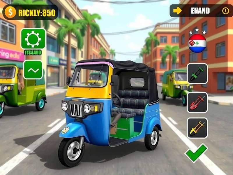 Rickshaw Champion upgrade and customization screen showing various rickshaw modifications