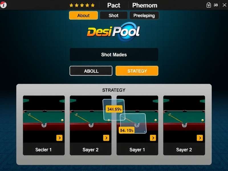 Desi 3D Pool Phenom gameplay screenshot showing realistic pool table