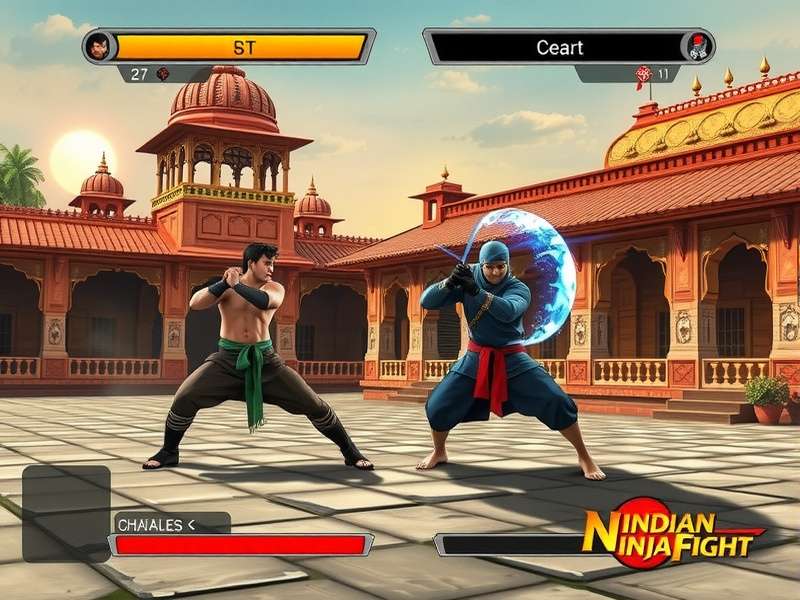 Indian Ninja Fight gameplay screenshot showing combat between characters