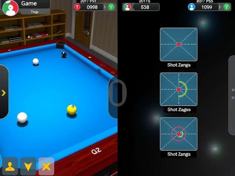 Desi 3D Pool Phenom strategy illustration showing shot angles